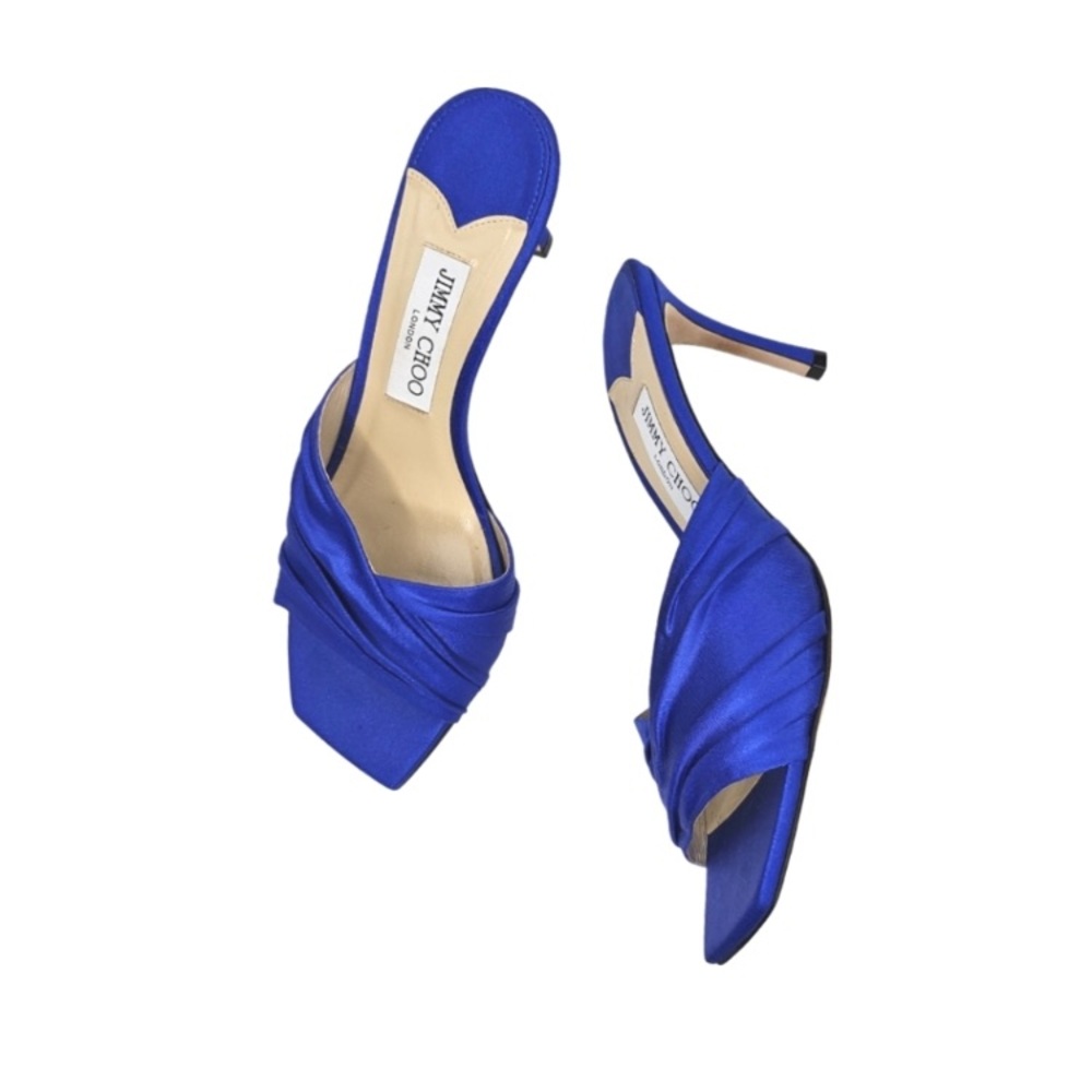 Jimmy Choo Royal Blue Satin Heels - Picture 3 of 11